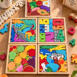 Wooden Jigsaw Puzzle Set Theme Boards (Animals, Fruits, Veggies & More) Combo
