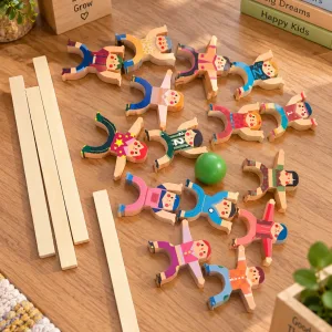 Wooden Balance Figures Game Set Kids Character Balancing Toy