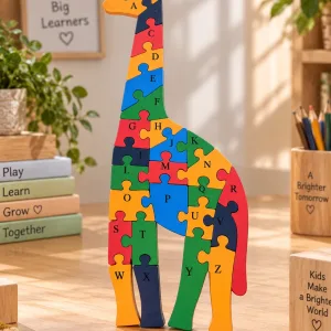 Wooden Giraffe Alphabet Puzzle A-Z Letter Learning Toy
