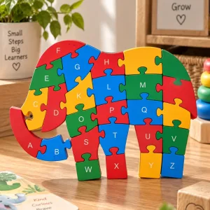 Wooden Elephant Number Puzzle Jigsaw Learning Toy
