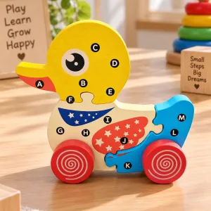 Wooden Duck Alphabet Puzzle with Wheels