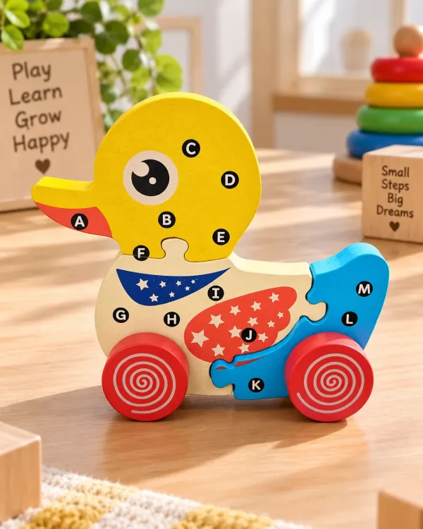 Wooden Duck Alphabet Puzzle with Wheels