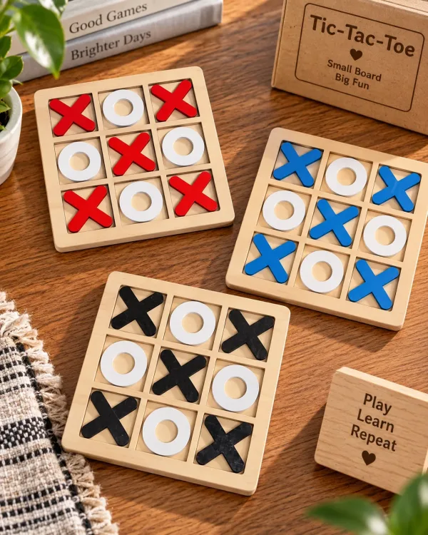 Wooden Tic-Tac-Toe Board Game Classic XO Game
