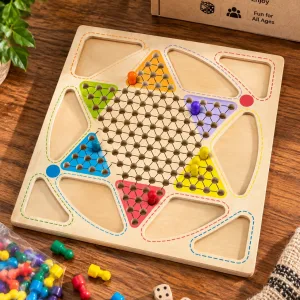 2-in-1 Ludo + Chinese Checkers Wooden Board Game