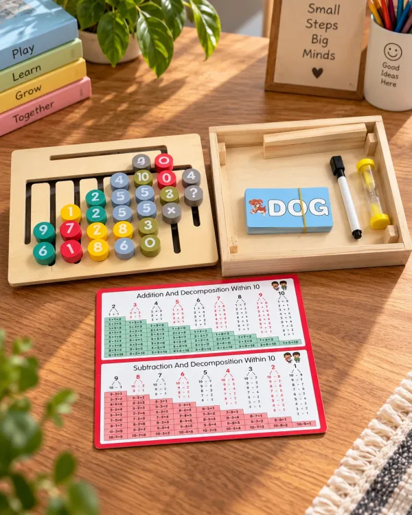 Spell and Solve – 2-in-1 Wooden Math & Spelling Game