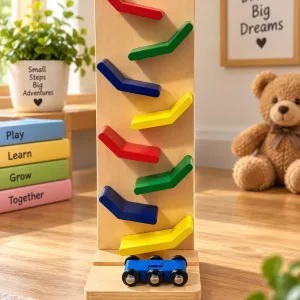 Wooden Car Run Zigzag Ramp Toy