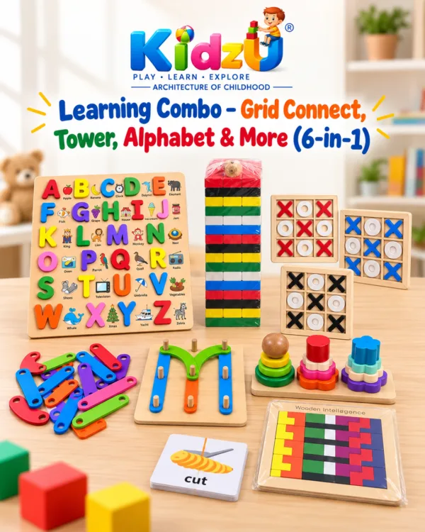 Kidzu Learning Combo Grid Connect, Tower, Alphabet & More (6-in-1)