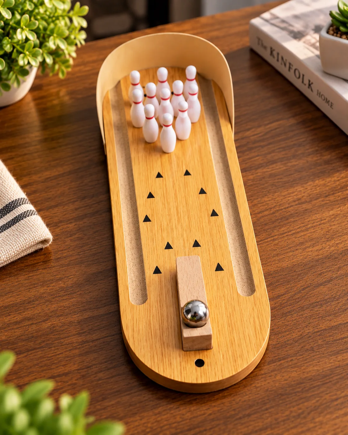 Mini Wooden Tabletop Bowling Game Set