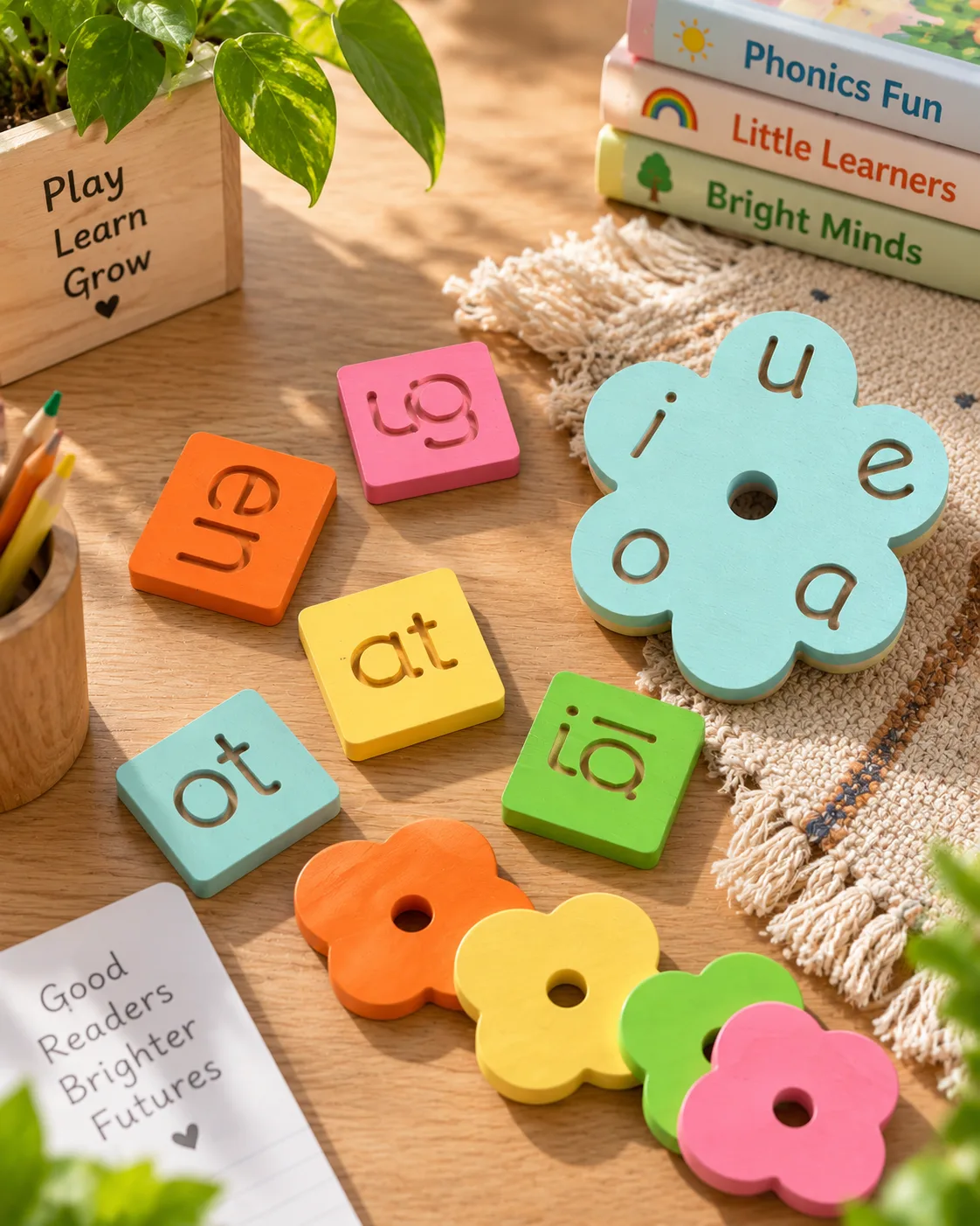 Wooden Word Family Blocks Phonics Learning Set - Image 3
