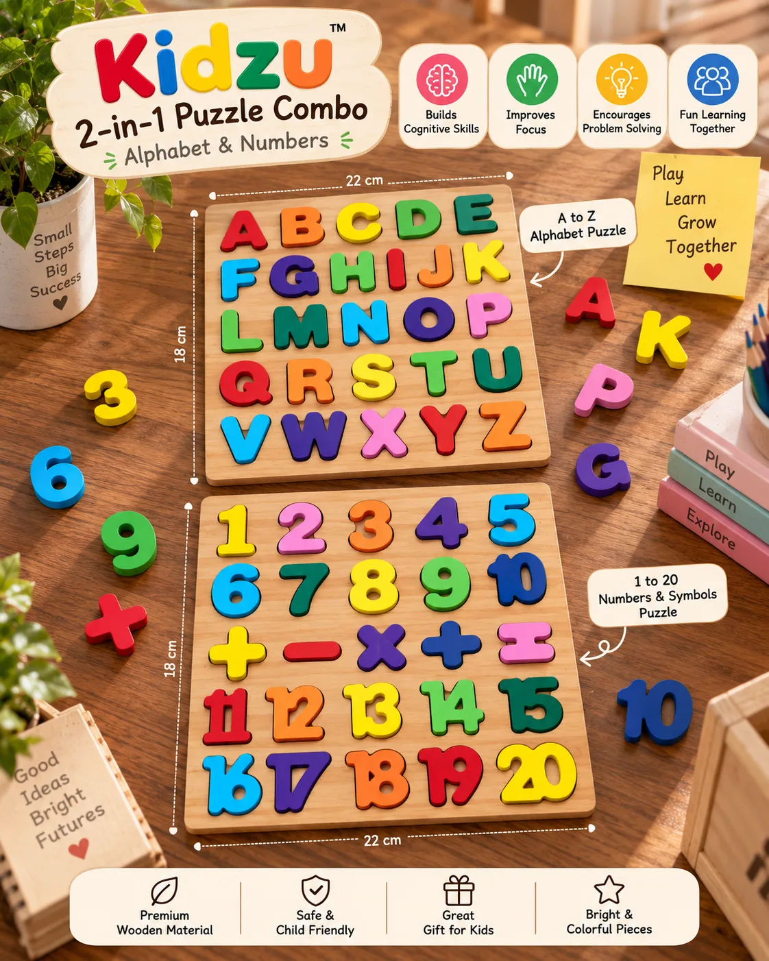 Kidzu 2-in-1 Puzzle Combo Alphabet & Numbers - Image 3