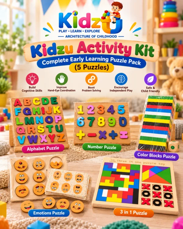 Kidzu Activity Kit Complete Early Learning Puzzle Pack (5 Puzzles)